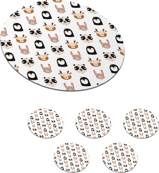 ANATTASOUL Houten onderzetters, set van 9 voor dranken, samurai kat, kleurrijke houten bekermat voor salontafeldecoratie, 9,9 cm bureauonderzetters voor thuis, appartement, kantoor, bargeschenken