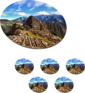 Onderzetters voor glazen - Rond - Peru - Machu Picchu - Berg - 10x10 cm - Glasonderzetters - 6 stuks
