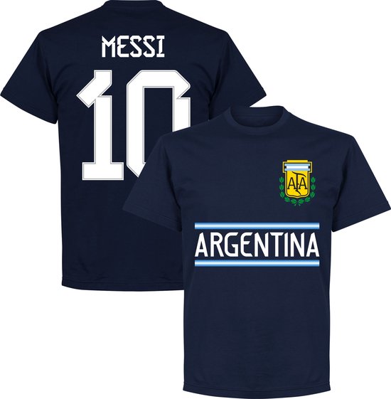 Argentinië Messi 10 Team T-Shirt - Navy - L