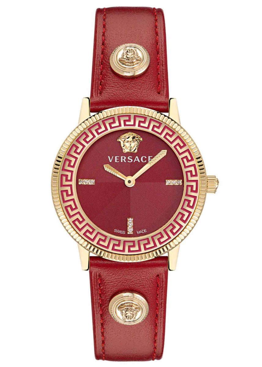 Versace V-Tribute VE2P00722 Horloge - Leer - Rood - Ø 36 mm
