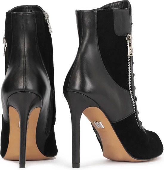 Zwarte peep toe laarsjes met vetersluiting en een rits | bol.com