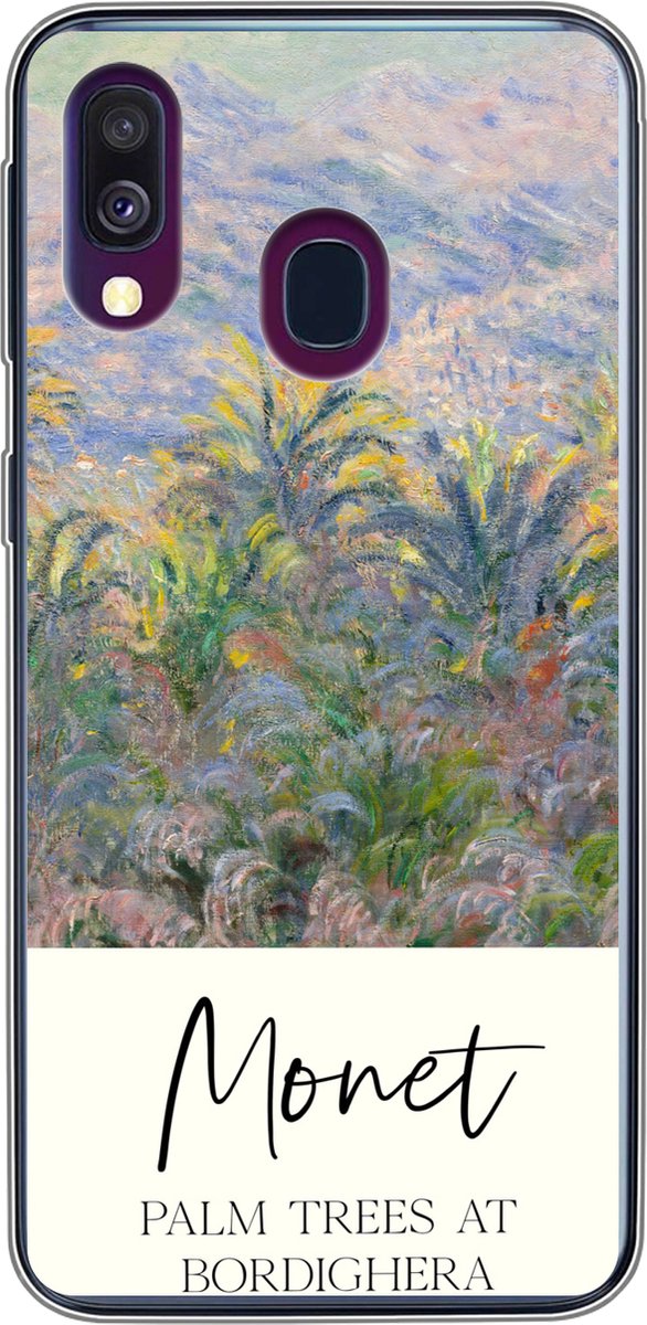 Telefoonhoesje Geschikt voor Samsung Galaxy A40 hoesje - Monet - Kunst - Palm trees at Bordighera - Siliconen Telefoonhoesje Telefoonhoesje