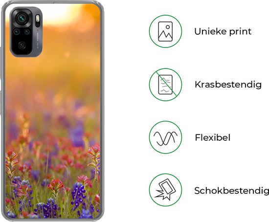 Coque Xiaomi Redmi Note 10 - Fleurs - Or - Soleil - Coque de téléphone en Siliconen