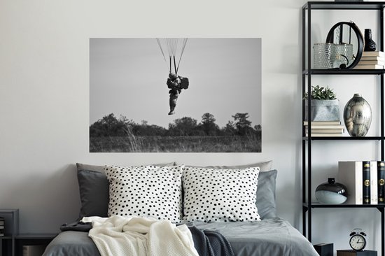 Stickers muraux - Film autocollant - Amérique - Zwart - Wit - Parachute - 120x80 cm - Film adhésif - Stickers muraux chambre d'enfant - Papier peint autocollant - Papier peint autocollant - Film autocollant