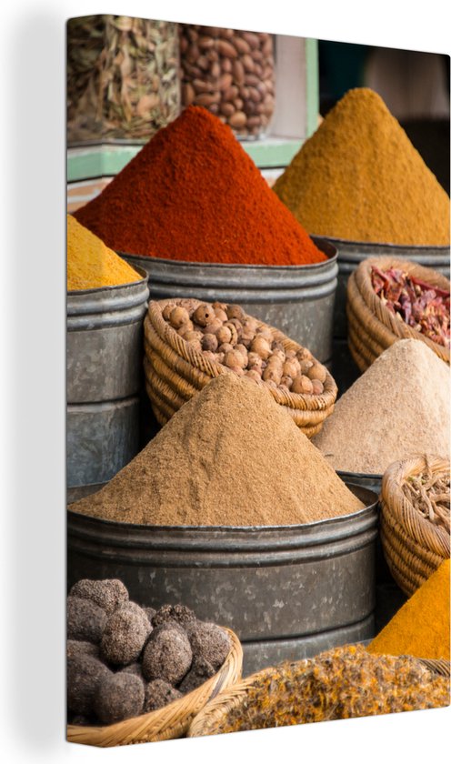 Toile Peinture Herbes - Ton - Épices - Jaune - Marron - 80x120 cm - Décoration murale