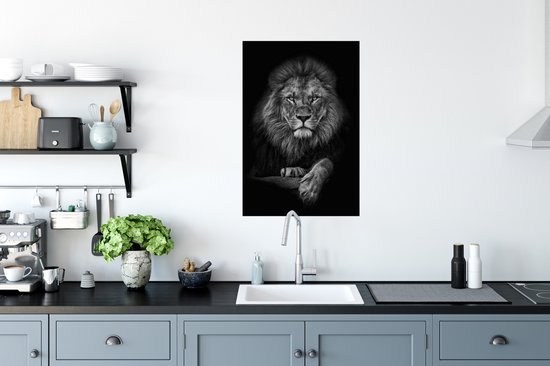 Affiche Lion - Animaux - Zwart - Wit - 40x60 cm