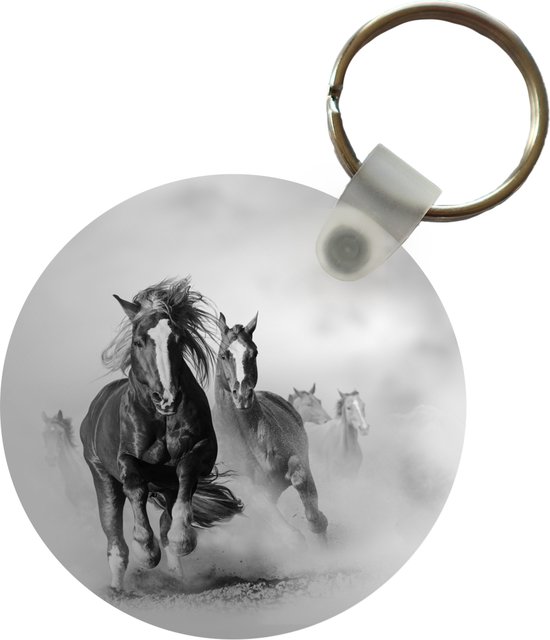 Sleutelhanger - Paarden - Dieren - Illustratie - Plastic - Rond - Uitdeelcadeautjes