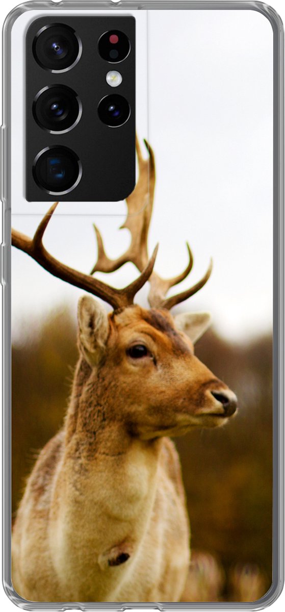Telefoonhoesje Geschikt voor Samsung Galaxy S21 Ultra hoesje - Damhert - Bos - Kudde - Dieren - Natuur - Siliconen Telefoonhoesje Telefoonhoesje