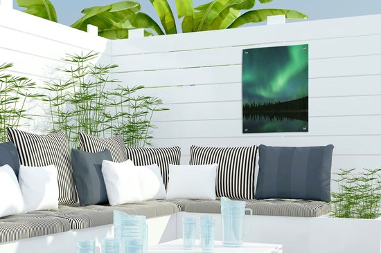 Tuin decoratie Noorderlicht - Bomen - Water - Alaska - 30x40 cm - Tuindoek - Buitenposter