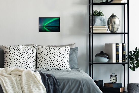 Cadre photo avec affiche - Aurores boréales - Islande - Ciel étoilé - Vert - Water - 30x20 cm - Cadre pour affiche