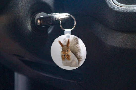 Porte-clés - Écureuil - Animal - Neige - Plastique - Rond - Cadeaux à distribuer