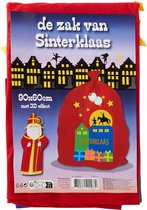 De zak van Sinterklaas - 3D effect - Rood - 90 x 60 cm - Sint met piet op het dak