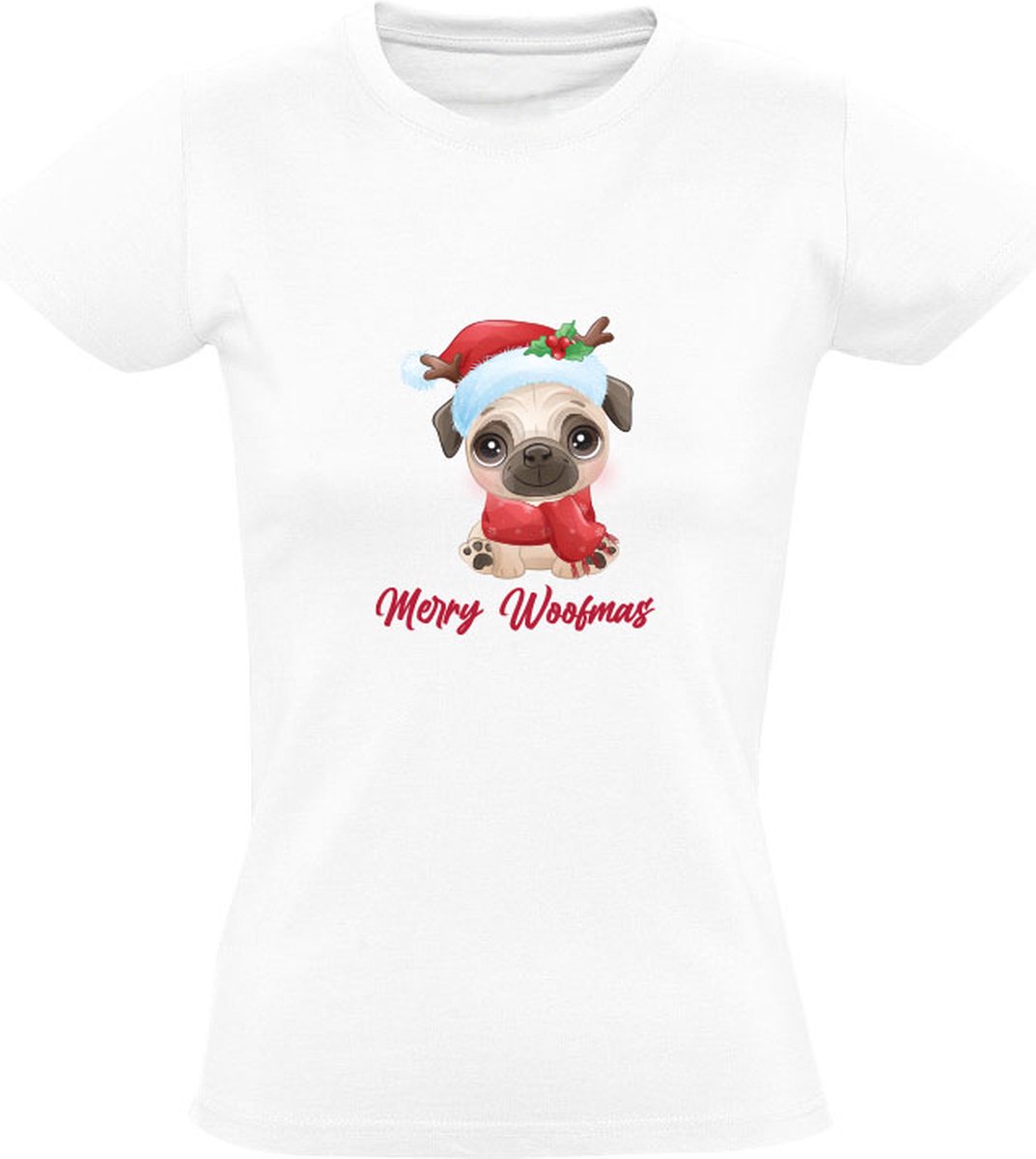 Merry woofmas Dames T-shirt kerst feest christmas kerstmis