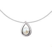 The Jewelry Collection Ketting Parel En Zirkonia 1,5 mm 42 + 3 cm - Zilver