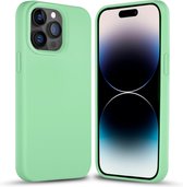 Coverzs Solid silicone case geschikt voor Apple iPhone 14 Pro Max (mint) - iPhone 14 Pro Max hoesje groen mint - iPhone 14 Pro Max case geschikt voor Apple - Luxe siliconen hoesje met 3-laags bescherming