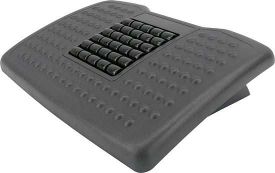 PrimeMatik - Voetsteun met verstelbaar zwart kunststof platform 455 x 330 mm met massage
