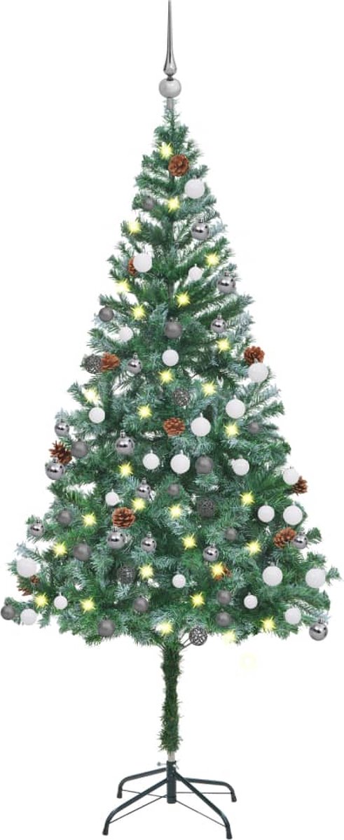 Prolenta Premium - Kunstkerstboom met LED's, kerstballen en dennenappels 180 cm