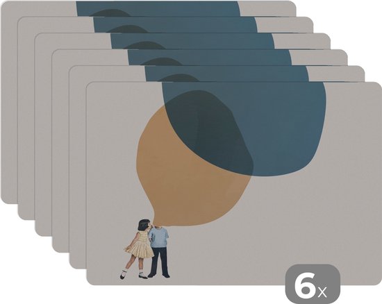 Set de table - Rétro - Nuages - Fille - Pastel - Table - Napperons 45x30 cm - 6 pièces