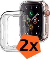 Hoesje Geschikt voor Apple Watch Series 8 41mm Hoes Siliconen Case Cover - Hoes Geschikt voor Apple Watch Series 8 41mm Hoesje - Transparant - 2 PACK