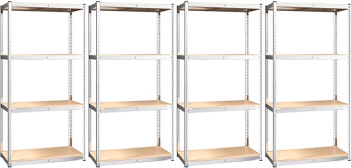 vidaXL Opbergrek 4 Laags 4 st staal & bewerkt hout zilverkleurig