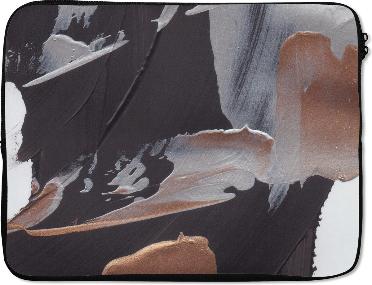 Laptophoes - Verf - Luxe - Design - Abstract - Goud - Laptop - Laptop case - Laptop sleeve - 15 6 Inch