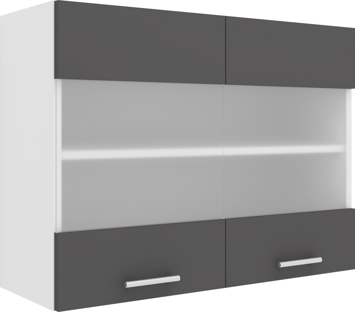 Vcm Keukenkast breedte 80 cm Matglazen deur Wandkast Keuken Keukenmeubels Esilo wit / antraciet