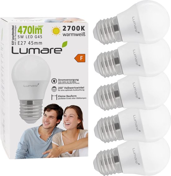 Kroniek Voorwoord Albany Lumare LED Lamp 5W G45 Drop Vorm | fitting E27 LED Warm Wit 2700K Lamp |  470 Lumen... | bol.com