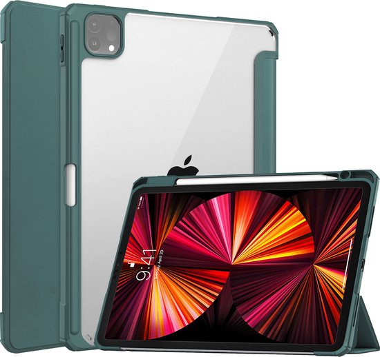 Tablet hoes geschikt voor Apple iPad Pro 11 (2022 / 2021 / 2020 / 2018) - Trifold case met Auto/Wake functie en Magneetsluiting - Donker Groen