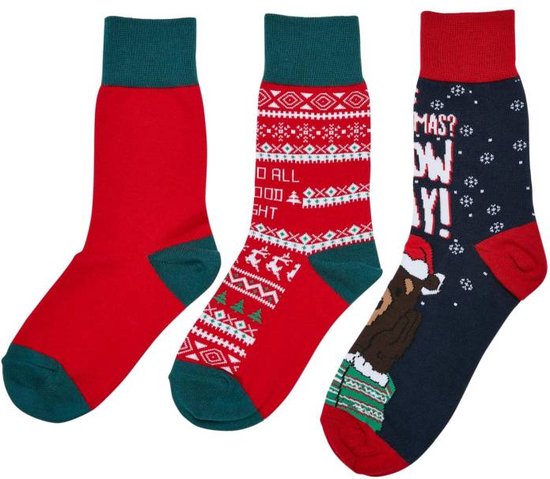 Urban Classics - Christmas Bear Kids 3-Pack Sokken Kinderen - 39/42 - Multicolours