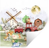Muursticker kinderkamer - Kinder decoratie - Boerderij - Trekker - Kinderen - Dieren - Muursticker - Decoratie voor kinderkamers - 80x80 cm - Zelfklevend behangpapier - Stickerfolie