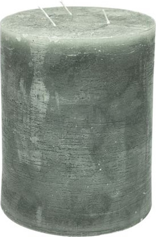 Stompkaars - grijs - 15x20cm - 3 lonten - parafine - set van 2