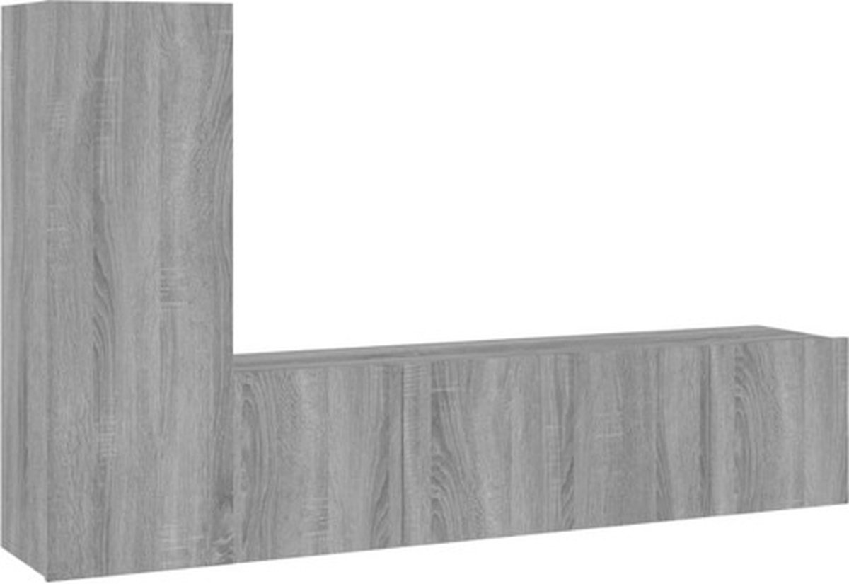 vidaXL - 3-delige - Tv-meubelset - bewerkt - hout - grijs - sonoma - eikenkleurig