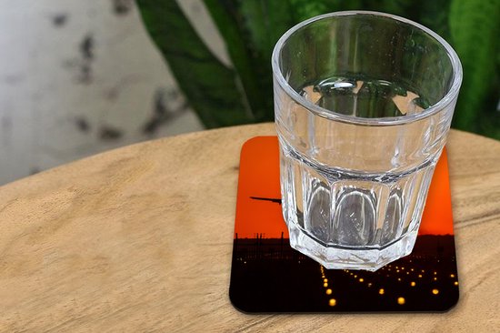 Dessous de Sous-verres - Coucher de soleil - Avion - Oranje - Soleil - 10x10 cm - Dessous de verre - 6 pièces