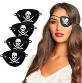 Boland - 4 Piratenooglapjes Schedel & zwaarden - Kinderen - Jongens en meisjes - Piraat - Piraten