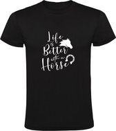 Life is better with a horse | Heren T-shirt | paard | dier | dierendag | manege | pony | Zwart