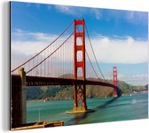 Wanddecoratie Metaal - Aluminium Schilderij Industrieel - Uitzicht op de Golden Gate Bridge in Californië - 60x40 cm - Dibond - Foto op aluminium - Industriële muurdecoratie - Voor de woonkamer/slaapkamer