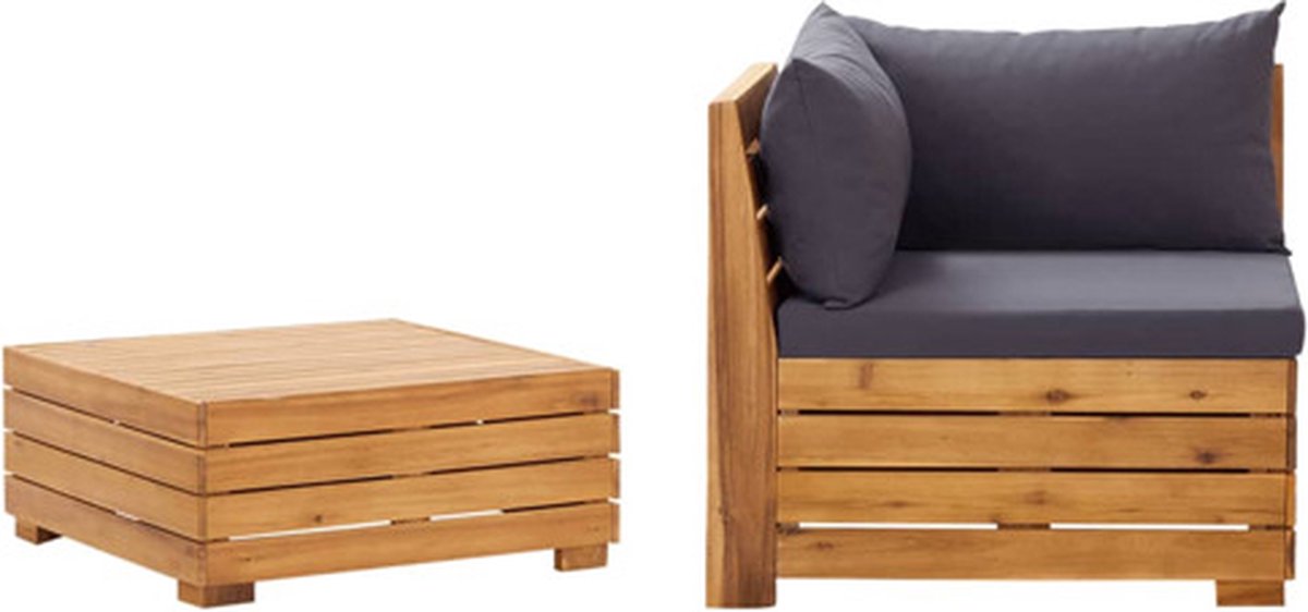 Vidaxl Pallet Loungeset 1 Grijs Pallet Loungebank