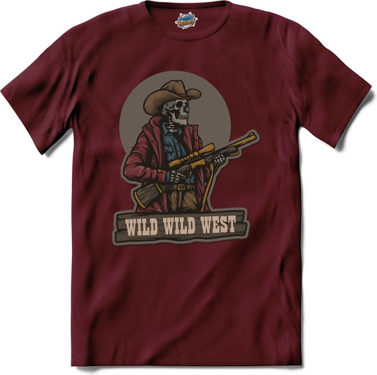 Tactical Wild wild west Cowboy | Airsoft - Paintball | leger sport kleding - T-Shirt - Unisex - Burgundy - Maat S