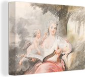 Canvas Schilderij Dame met cupido en een liedboek - Schilderij van Cornelis Troost - 40x30 cm - Wanddecoratie