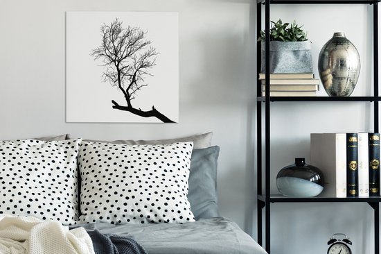 Silhouette d'une branche d'arbre 50x50 cm - Tirage photo sur toile (Décoration murale salon / chambre)