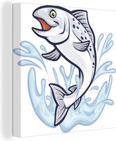 Canvas Schilderij Illustratie van een vis in het water - 20x20 cm - Wanddecoratie