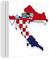 Canvas Schilderij De vorm en de nationale vlag van Kroatië - 20x20 cm - Wanddecoratie