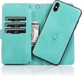 Mobiq - Luxe Lederen 2-in-1 Bookcase iPhone XS Max - turquoise