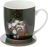 Kim Haskins - 12 Katten onder mistletoe - Kerstbeker met onderzetter