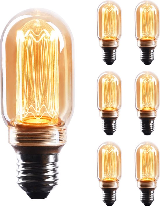 Crown Led High -Quality Edison Illusion Filament Filament E27 -versie, Dimable, 3,5 W, 1800K, Warm Wit, 230V, 158 Lumen, EL22, Oude Filamentverlichting in de Retro Vintage Look