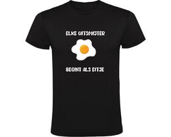 Elke uitsmijter begint als eitje Heren T-shirt - eten - feest - ontbijt - ei - gebakken ei - gezond - oud - grappig
