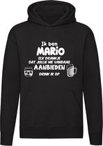 Ik ben Mario, elk drankje dat jullie me vandaag aanbieden drink ik op | feest | drank | jarig | verjaardag | vrijgezellenfeest | cadeau | kado | Unisex | Trui | Hoodie | Sweater | Capuchon