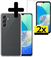 Hoesje Geschikt voor Samsung A14 Hoesje Siliconen Case Met 2x Screenprotector - Hoes Geschikt voor Samsung Galaxy A14 Hoes Siliconen - Transparant