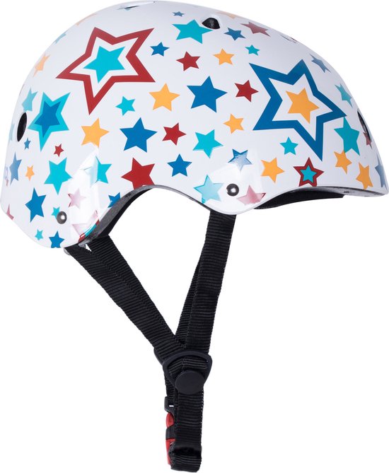 Kiddimoto - Stars - Medium - Geschikt voor 4-10jarige of hoofdomtrek van 53 tot 58 cm - Skatehelm - Fietshelm - Kinderhelm - Mooie helm