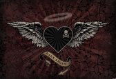 Fotobehang Alchemy Heart Dark Angel Tattoo | PANORAMIC - 250cm x 104cm | 130g/m2 Vlies